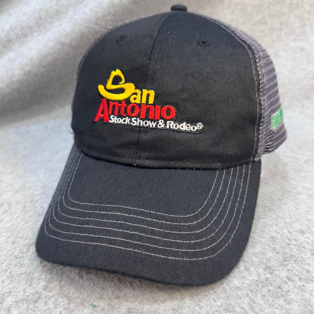 San Antonio Stock Show Rodeo Mens Black TA Trucker Hat Ag Mechanics OSFM